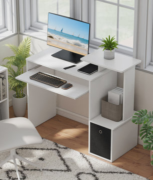 HOMCOM Compact Computerbureau met Uitschuifbaar Toetsenbordvak en Opbergruimte