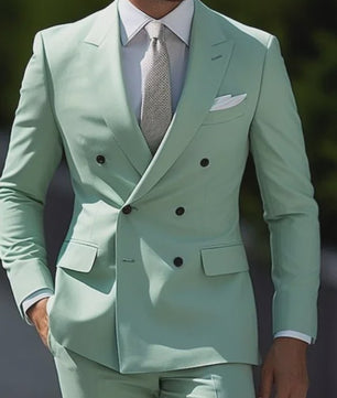 Luxe Bruin Herenpak - Double Breasted, Peak Lapel, Slim Fit Blazer & Pantalon