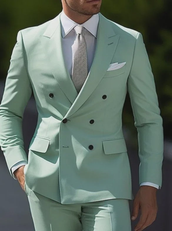 Luxe Bruin Herenpak - Double Breasted, Peak Lapel, Slim Fit Blazer & Pantalon