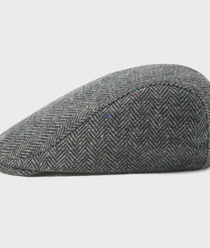Heren Visgraat Wolmix Flat Cap - Stijlvolle Newsboy & Gatsby Pet voor Winter & Outdoor