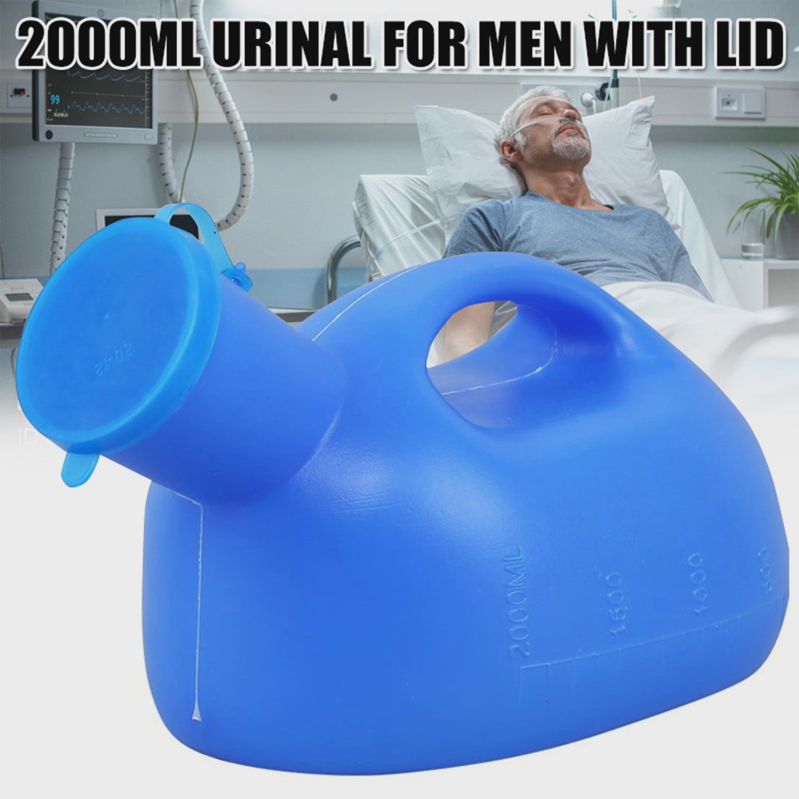 2000ml Dik Heren Urinaal met Deksel - Draagbare Plasfles voor Camping, Reizen & Thuis