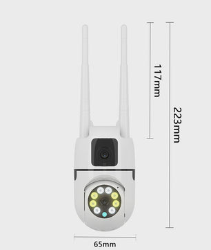 2x WiFi Dual Lens Beveiligingscamera - Waterdicht, Binnen/Buiten, Bewegingsdetectie, Cloud Opslag