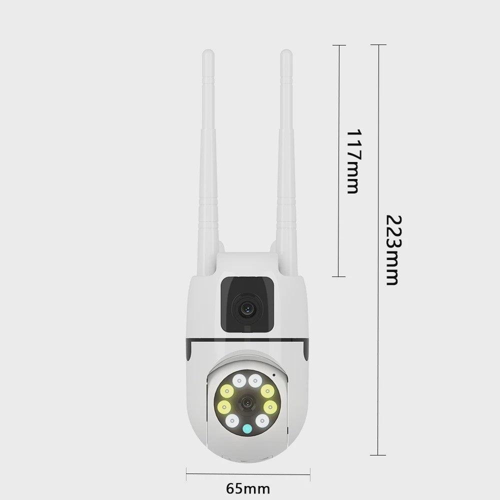 2x WiFi Dual Lens Beveiligingscamera - Waterdicht, Binnen/Buiten, Bewegingsdetectie, Cloud Opslag