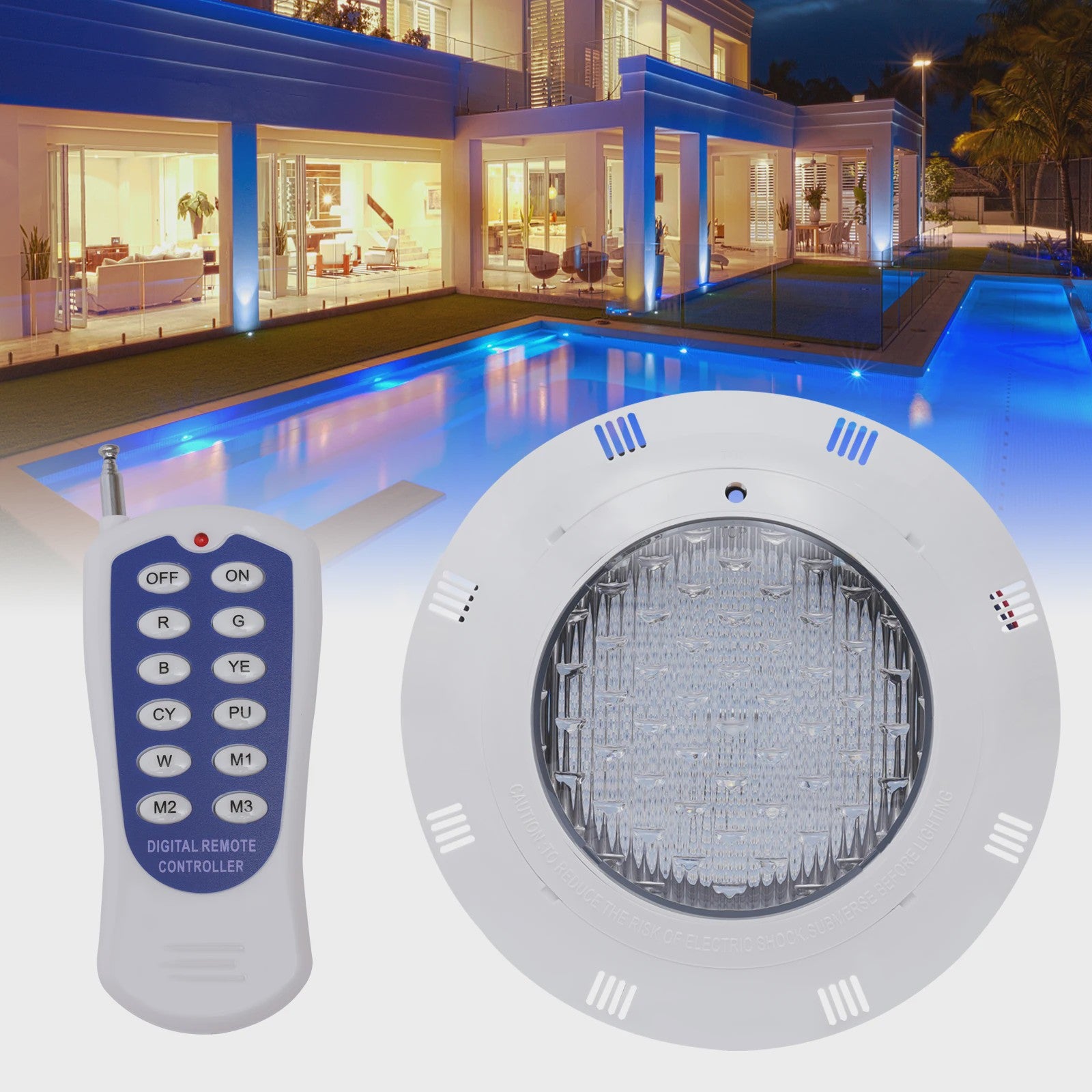 45W RGB LED Zwembadverlichting IP68 Waterdicht met Afstandsbediening - 7 Kleuren