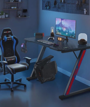 Gaming Bureau 80x52 cm met Carbon Fiber Look en Koptelefoonhaak