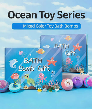 Badbom Set met Verborgen Speelgoed - Oceaan Thema - 12 Stuks