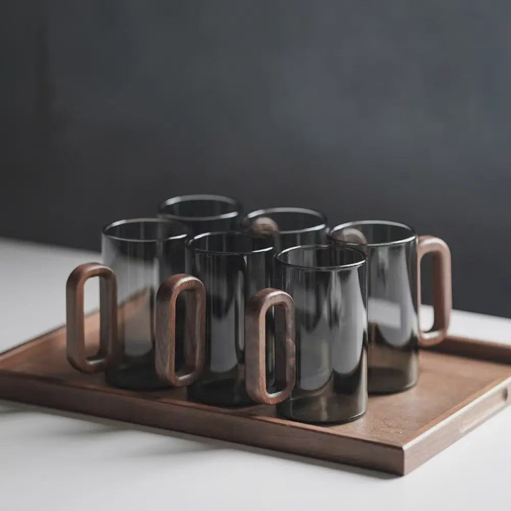Glazen Mok met Houten Handvat - Hittebestendig & Grote Capaciteit