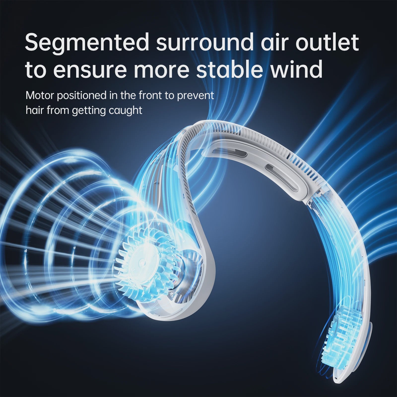 JISULIFE Draagbare Nekventilator - Handsfree, 5 Snelheden, 5000mAh Oplaadbaar