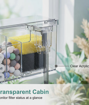 Ruimtebesparend Aquariumfilter Hang-on met Meerfasenfiltering en Watervaluitloop - 4 Maten