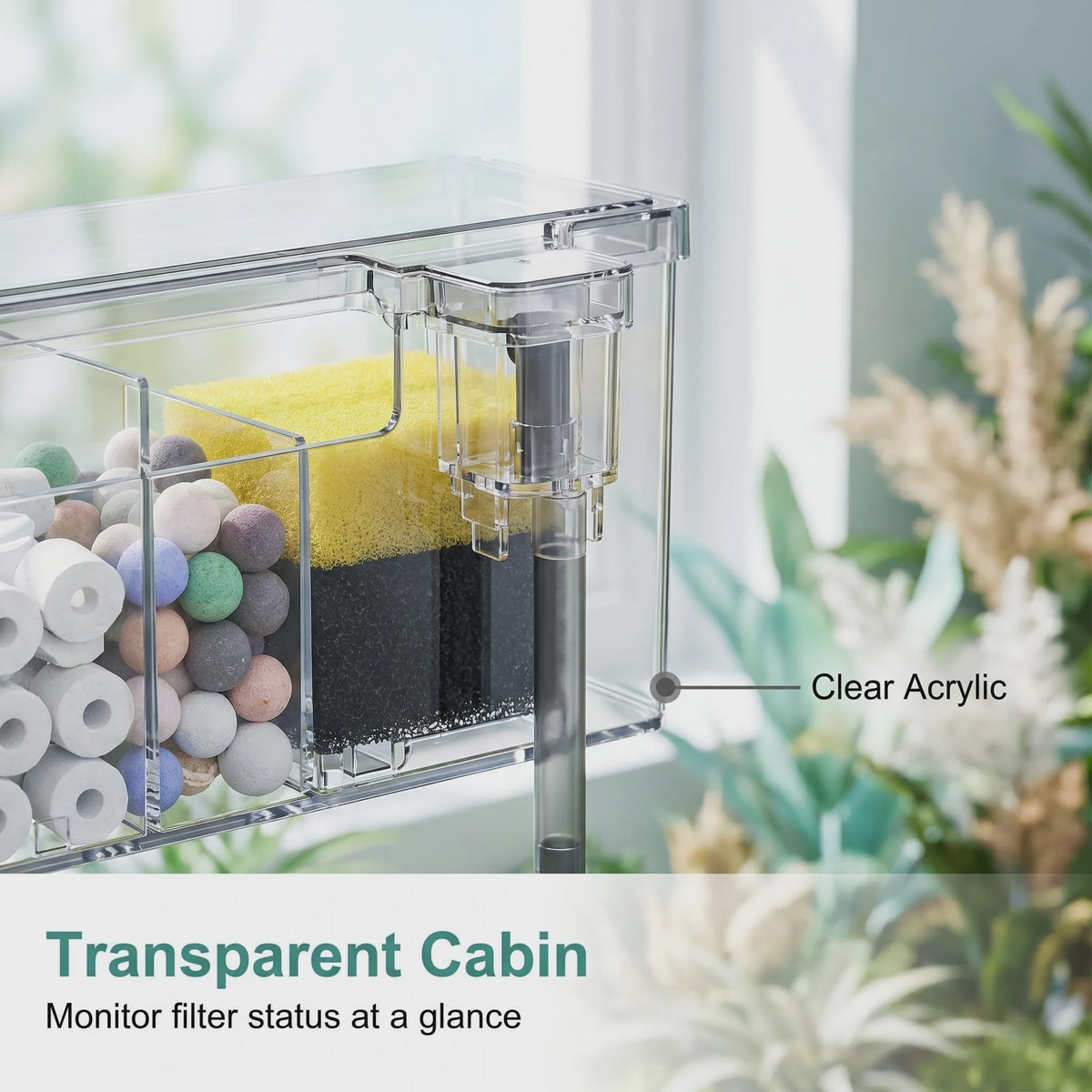 Ruimtebesparend Aquariumfilter Hang-on met Meerfasenfiltering en Watervaluitloop - 4 Maten