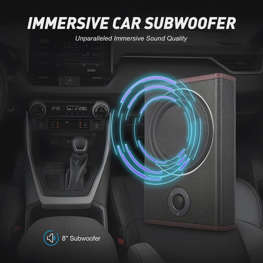 Compacte 8-Inch Auto Subwoofer met Ingebouwde Versterker - Krachtig Geluid Onder de Stoel