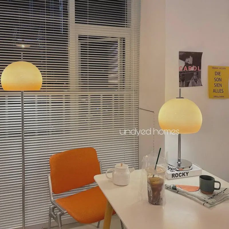 Retro Vloerlamp Mushroom Glas Gradient Oranje - Bauhaus Sfeerlamp voor Woonkamer & Slaapkamer