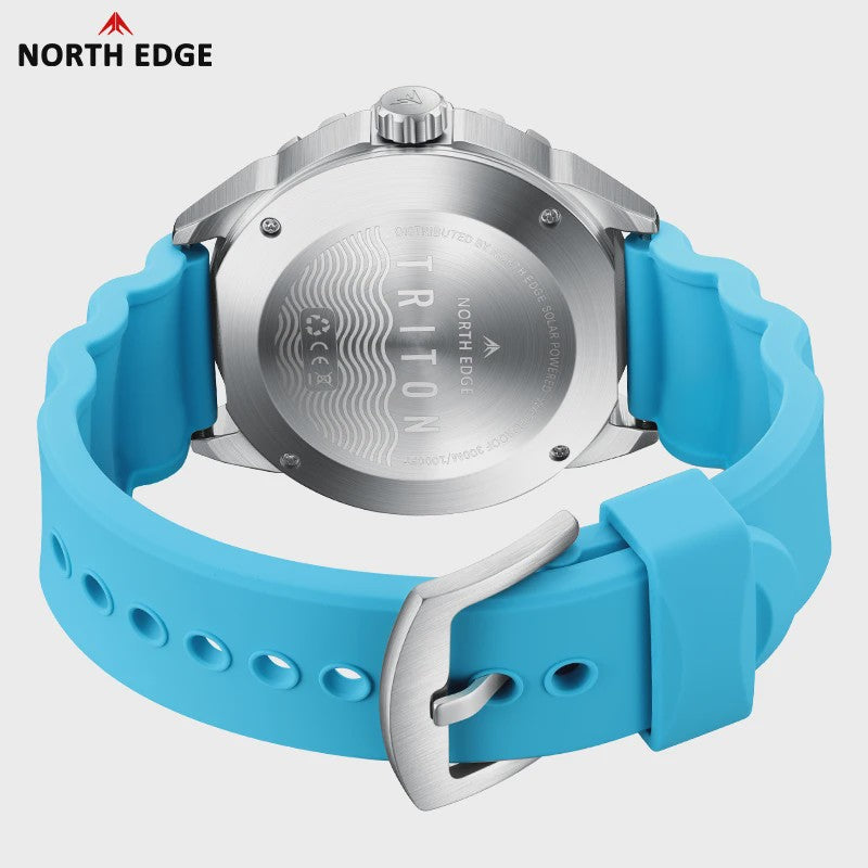 NORTH EDGE TRITON Heren Duikhorloge - Solar Powered, 300M Waterdicht, RVS