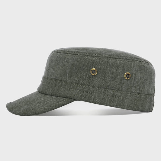 Verstelbare Katoenen Twill Militaire Pet voor Heren en Dames - Vintage Stijl Flat Top Cap
