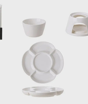 Keramische Fondue Set met Dienblad en Vorken - Voor Kaas, Chocolade en Snacks