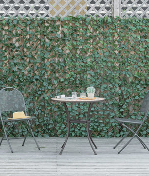 Outsunny 4x Kunsthaag Schutting Klimop - Uitrekbaar Privacy Scherm 200x100cm Groen
