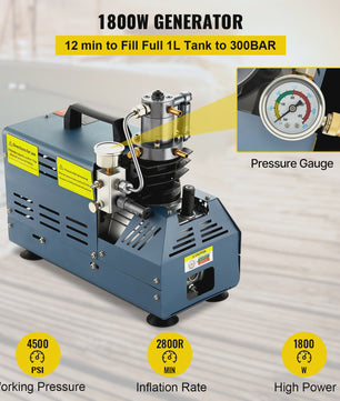 Krachtige Hogedruk Luchtcompressor Pomp 1800W - 4500PSI/300BAR