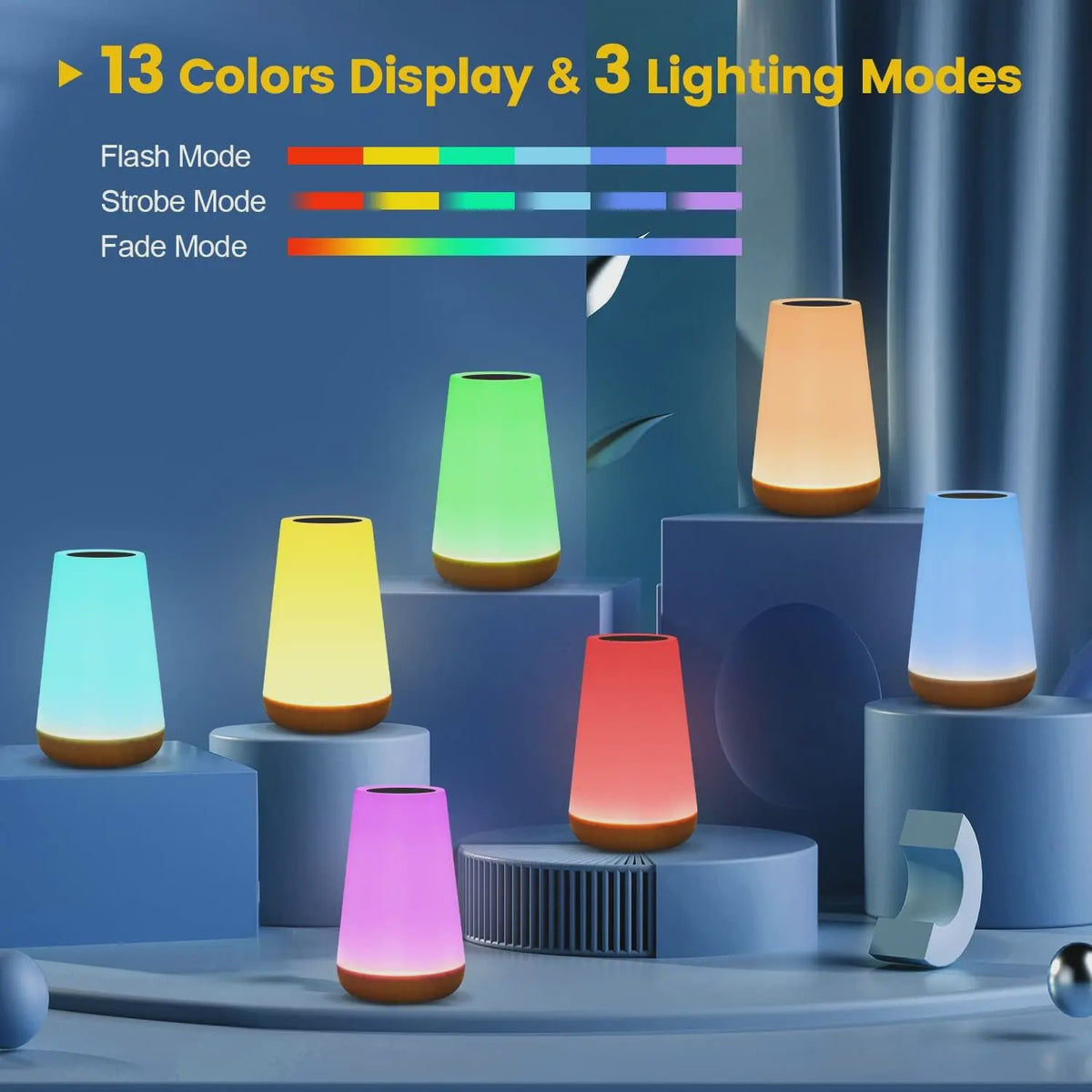 Draagbare Nachtlamp RGB Kleurrijk met Afstandsbediening & Touch Bediening - USB Oplaadbaar