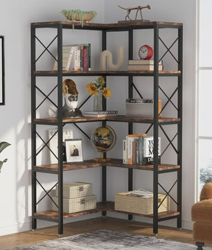 Tribesigns 5-Niveau Hoekboekenkast - Modern Design met Metaal Frame