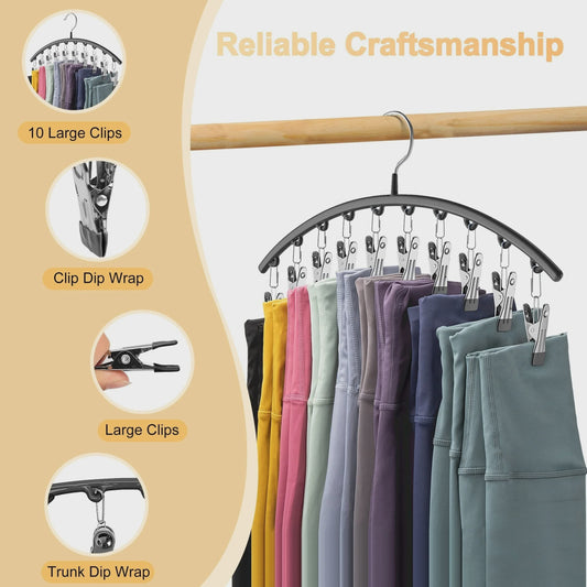Ruimtebesparende Hanger voor Yogabroeken met 10 Clips - Organiseer je Leggings en Broeken