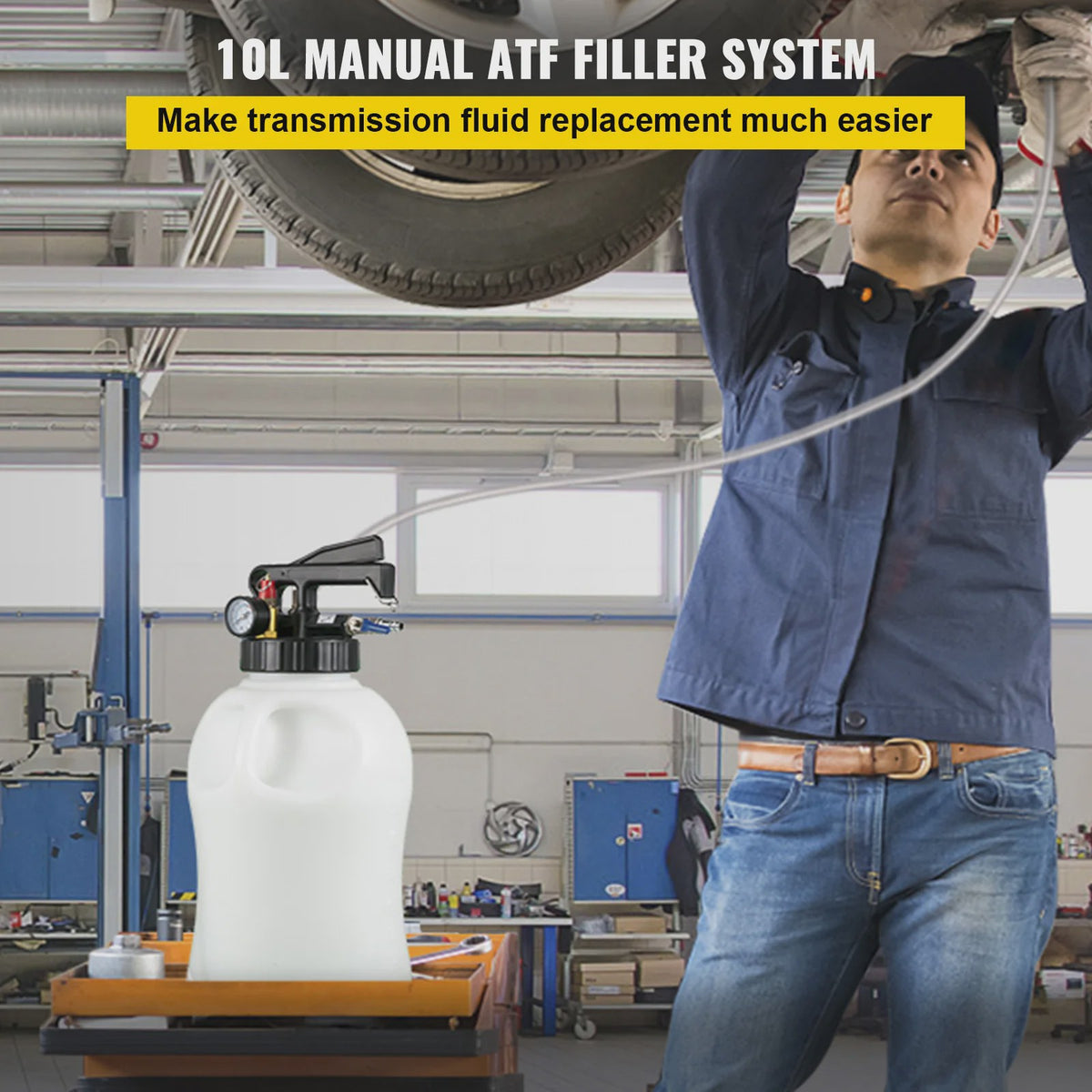 10L ATF Transmissievloeistof Pomp met Drukregelaar en 14 Adapters