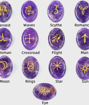 13-delige Amethist Runen Set - Kristallen Stenen voor Reiki, Meditatie & Divinatie