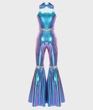Dames Jumpsuit Jaren '70 Disco Stijl met Pailletten en Flare Pijpen