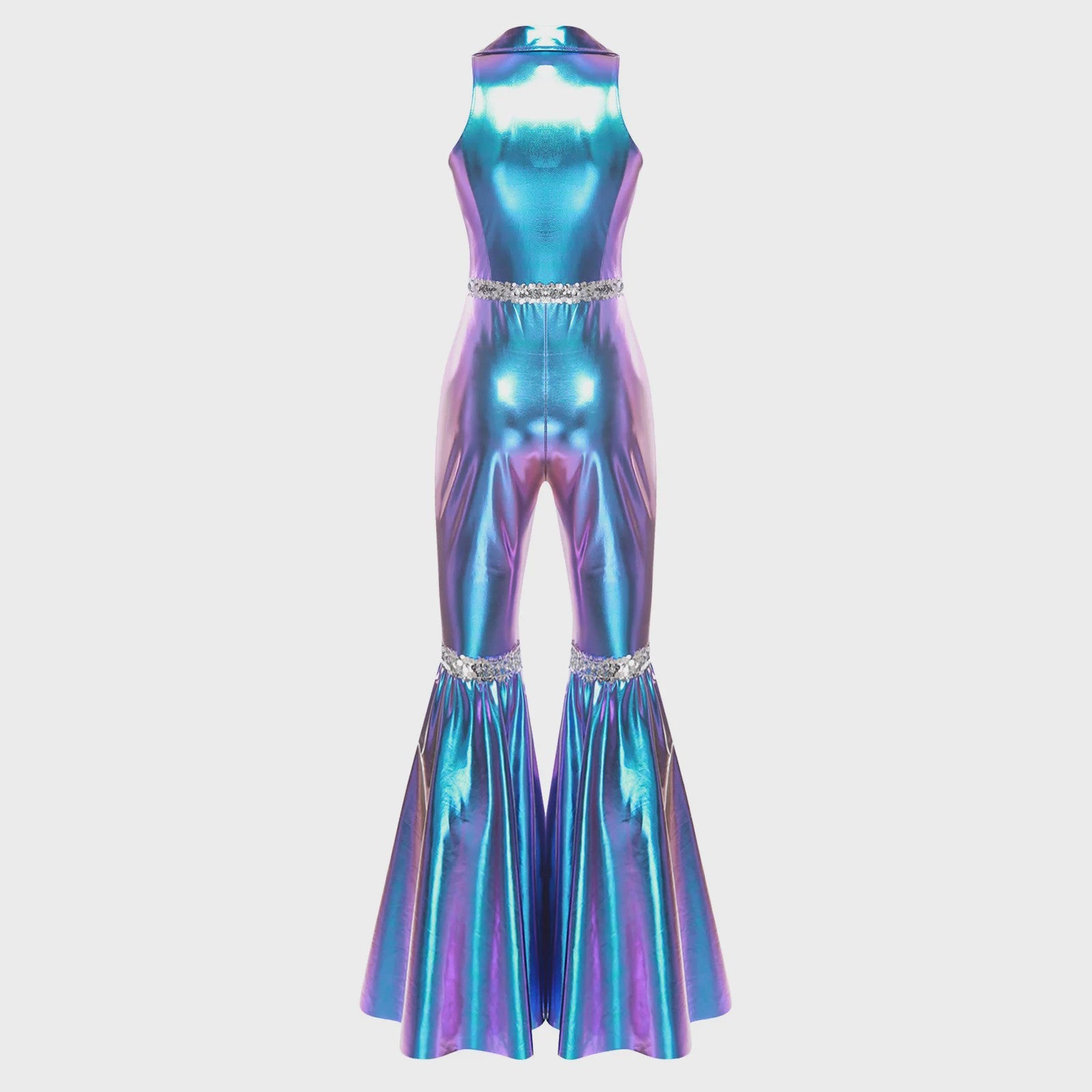 Dames Jumpsuit Jaren '70 Disco Stijl met Pailletten en Flare Pijpen
