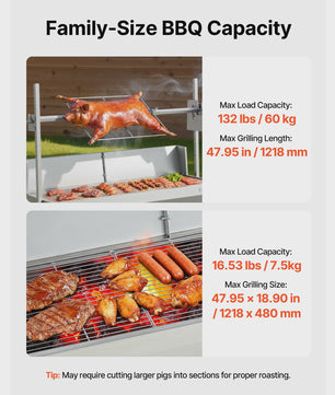 Professionele Rotisserie BBQ Spit 47.95 inch - Elektrische Draaier voor Varken, Lam & Meer (132 LBS)