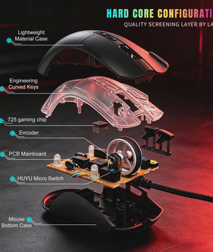HXSJ X1 Bedrade Gaming Muis: Ergonomisch, RGB Verlichting, 8 Macro Knoppen & 7200 DPI