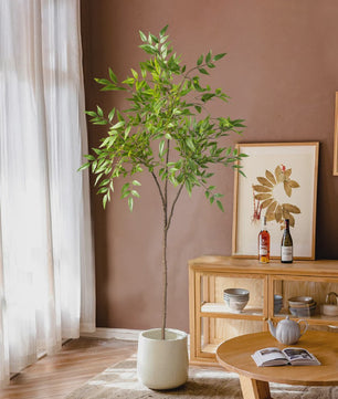 Kunstplant Nandina met Bamboe Bladeren - 75-140cm Hoog