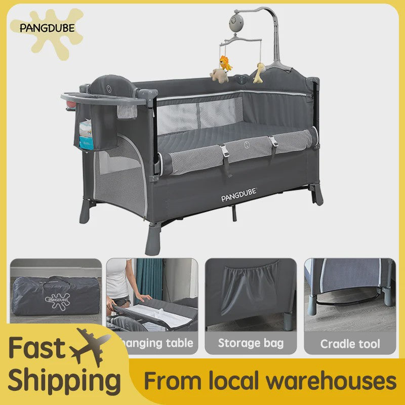 PANGDUBE 4-in-1 Multifunctioneel Babybedje: Wieg, Verschoontafel & Reisbed