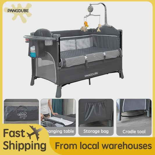 PANGDUBE 4-in-1 Multifunctioneel Babybedje: Wieg, Verschoontafel & Reisbed