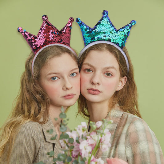 Crown Headband Sequins Hair Bands Women Girls Hair Accessories for Birthday Party Favors Hair Decoration Supplies