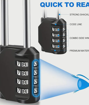 Waterdicht 4-Cijferig Combinatieslot met Lange Beugel voor Buiten