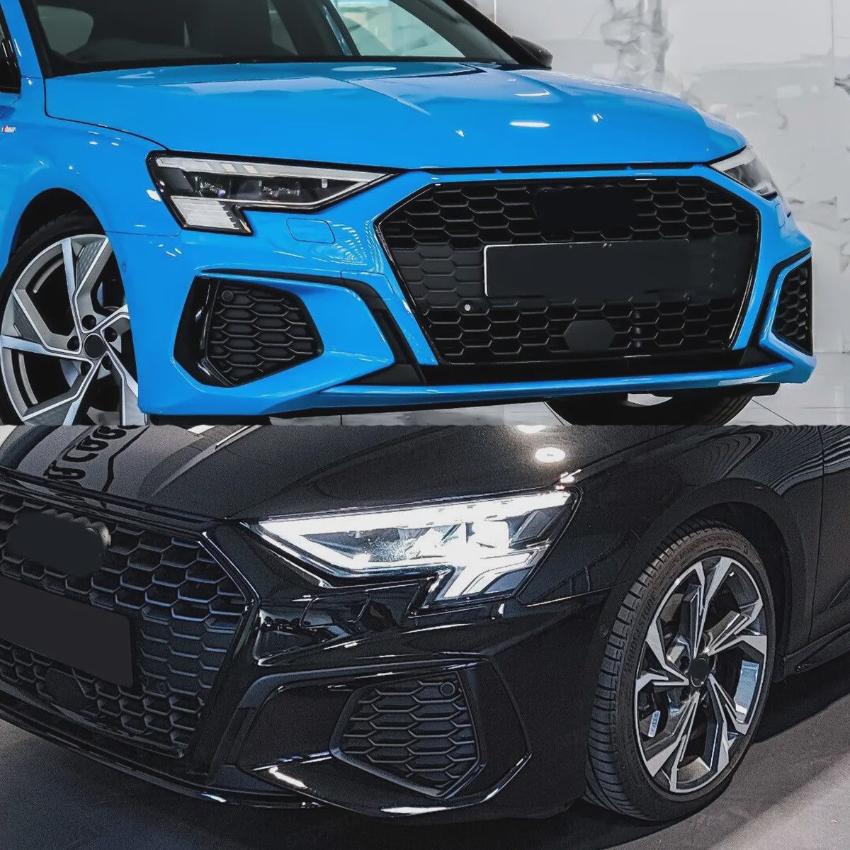 Glans Zwart Honeycomb Mistlamp Grille Covers voor Audi A3 S-line/S3 (2021-2023)
