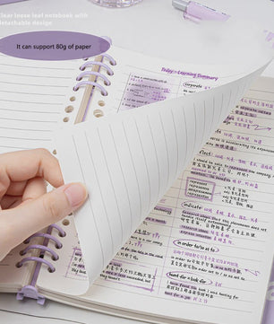 A5 Losbladig Notitieboek met Transparante Soft Leather Ringband - 120 Pagina's