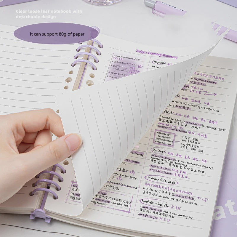 A5 Losbladig Notitieboek met Transparante Soft Leather Ringband - 120 Pagina's