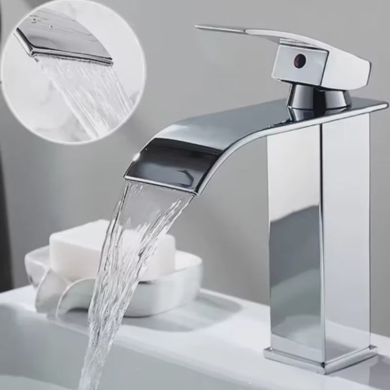 Moderne Waterval Kraan Zwart - RVS Wastafelkraan met Warm & Koud Water