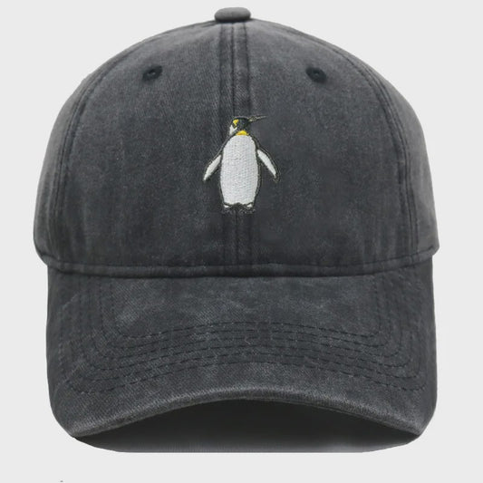 Vintage Pinguïn Cap - Unisex Baseballpet met Gebogen Vizier