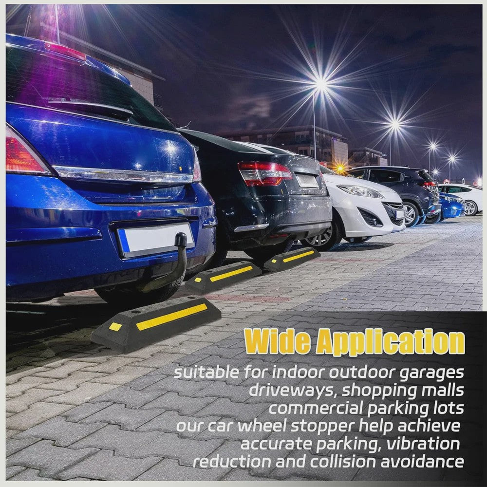 2x Heavy-Duty Wielstop Parkeerstopper met Reflecterende Strips - Veilige Parkeerhulp voor Garage & Oprit