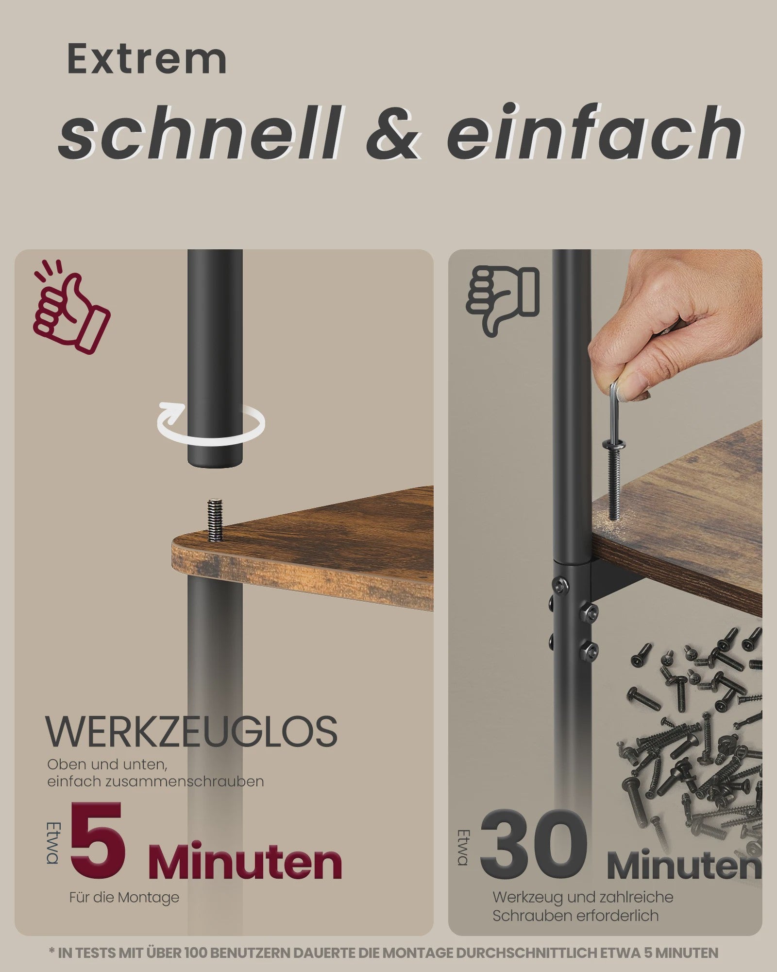 Industriële Stellingkast 5 Niveaus - 60x23.8x139 cm - Bruin-Zwart