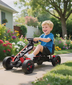 Traptrekker voor Kinderen met Automatische Koppeling & Rem - Rood Metaal