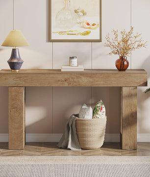 Landelijke Console Tafel 160 cm - Houten Halmeubel voor Achter de Bank