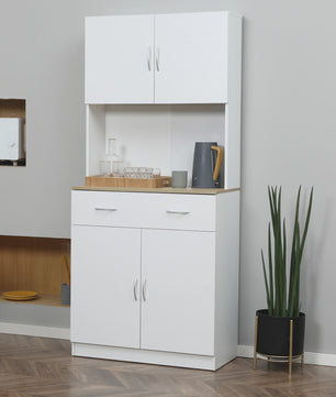 Homcom Kitchen Cupboard Auxiliary Kitchen Furniture with Doors Drawer and Adjustable Anti-Tipping Shelves for Dining Room Living Room