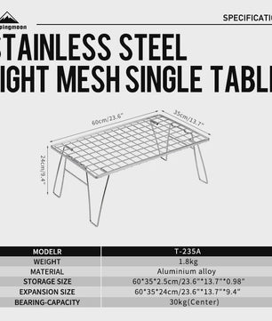 Campingmoon T-235A Opvouwbare BBQ Tafel - Zilver Aluminiumlegering