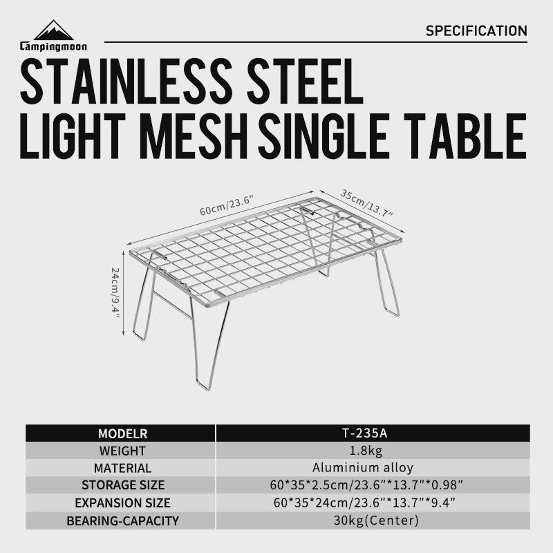 Campingmoon T-235A Opvouwbare BBQ Tafel - Zilver Aluminiumlegering