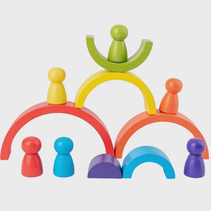 Houten Regenboog Stapel- en Balansspeelgoed - Montessori Educatief Speelgoed voor Kinderen