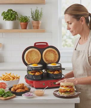 Dubbele Ontbijt Maker: Hamburgers, Broodjes & Muffins - Antiaanbaklaag