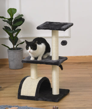 PawHut Kattentoren Krabpaal 72 cm Donkergrijs met Hangbal